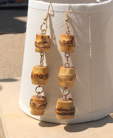 Mini Bamboo barrels dangle earrings