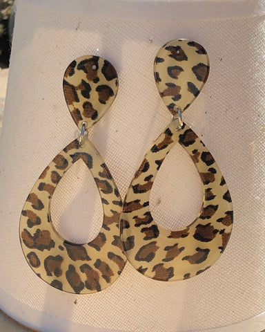 Wild and sexy leopard print teardrop dangles